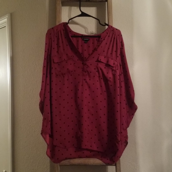 torrid Tops - Torrid Polka Dot Harper Georgette